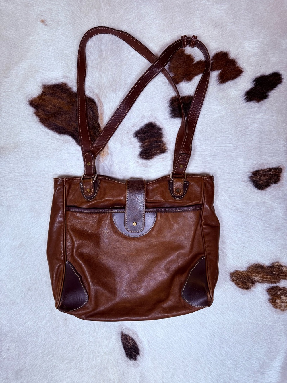 Vintage SACHA Brown Leather Tote | Made in Canada